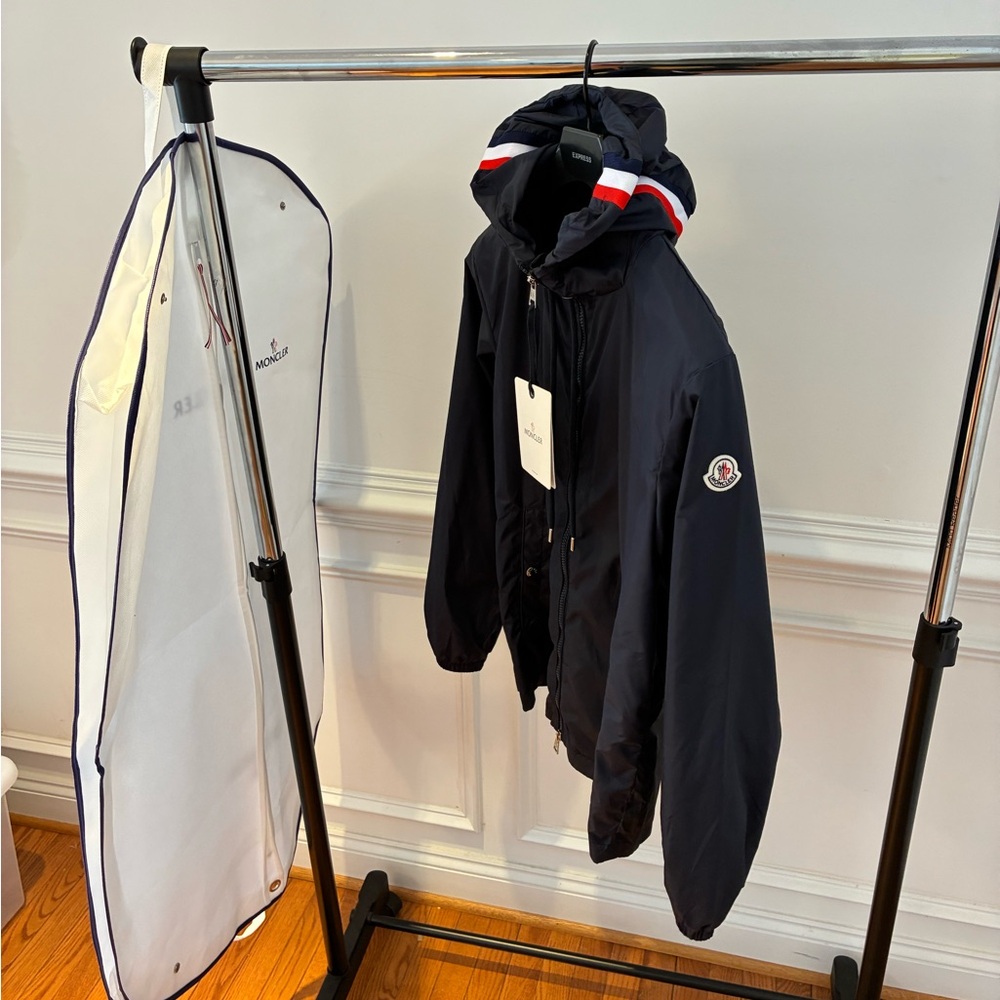 Moncler Men's Dark Blue Hooded Grimpeurs windbreaker jacket